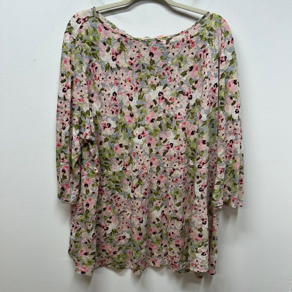 J. Jill Tops - J.Jill Love Linen Floral Print Tunic Top With 3/4 Sleeves & Relaxed Fit XL